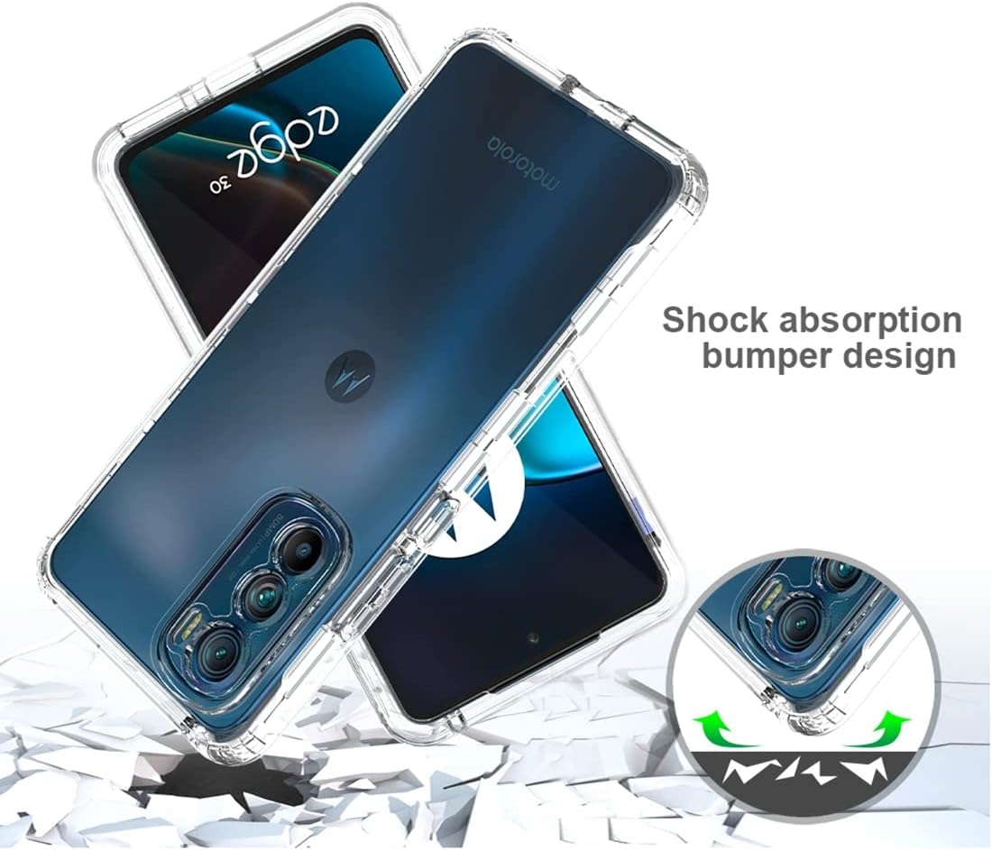 Funda compatible con Moto Edge 30 5G, Motorola Edge 30 con protector de pantalla de vidrio templado, cuerpo completo, a prueba de golpes,