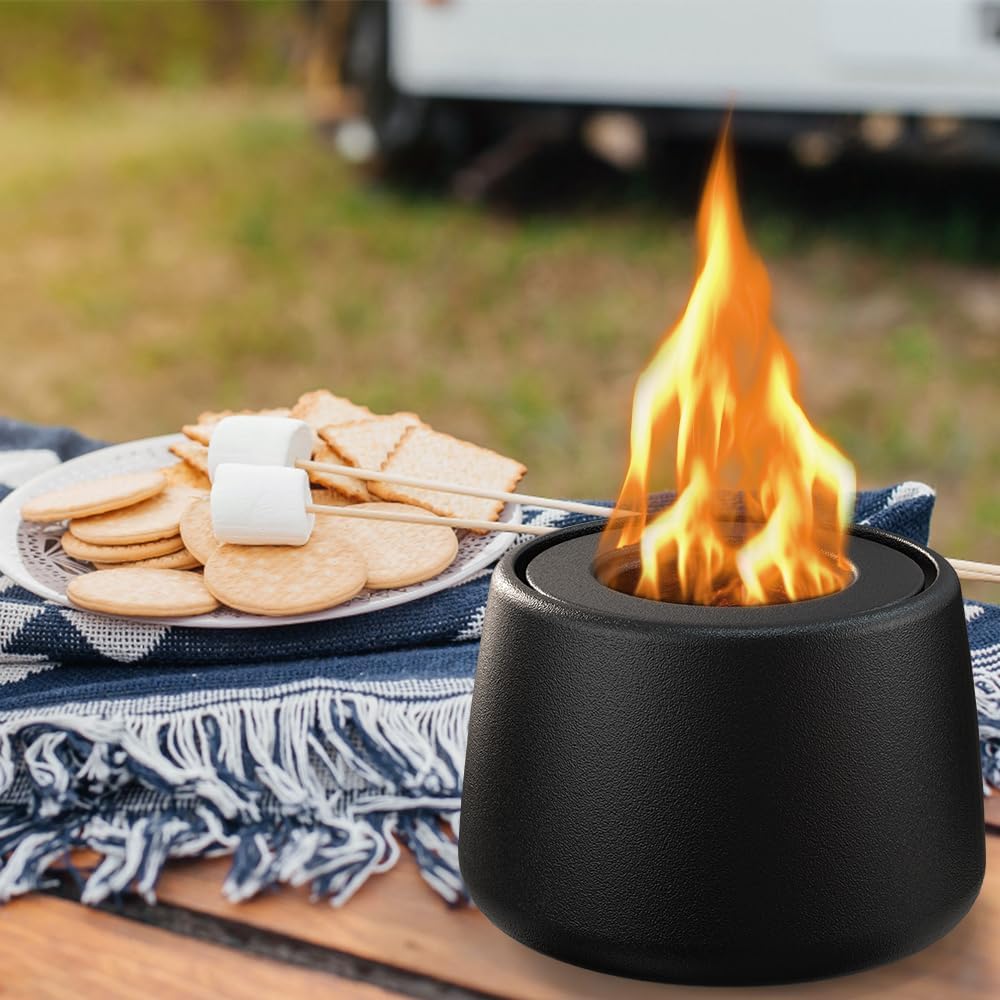 Pozo de fuego de mesa de cerámica, hoguera portátil de etanol, cuenco de fuego, mini hoguera con alcohol para frotar, chimenea, cuenco de fuego de