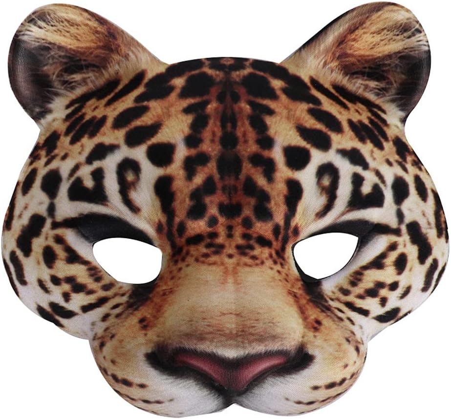 1 máscara de media cara de Halloween, máscaras de leopardo para Halloween, carnaval, fiesta, disfraces, accesorios de disfraces