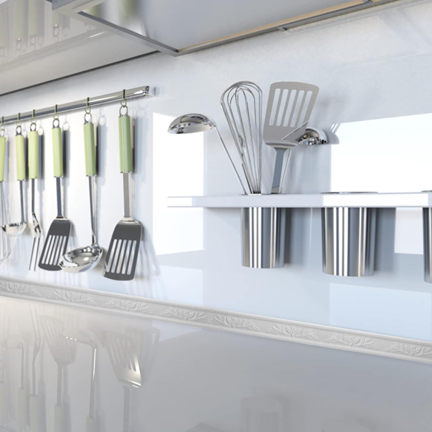 iplusmile 2 piezas de molduras de pared para despegar y pegar, autoadhesivas, bordes de pared 3D, zócalo de espuma flexible para techo para espejo,