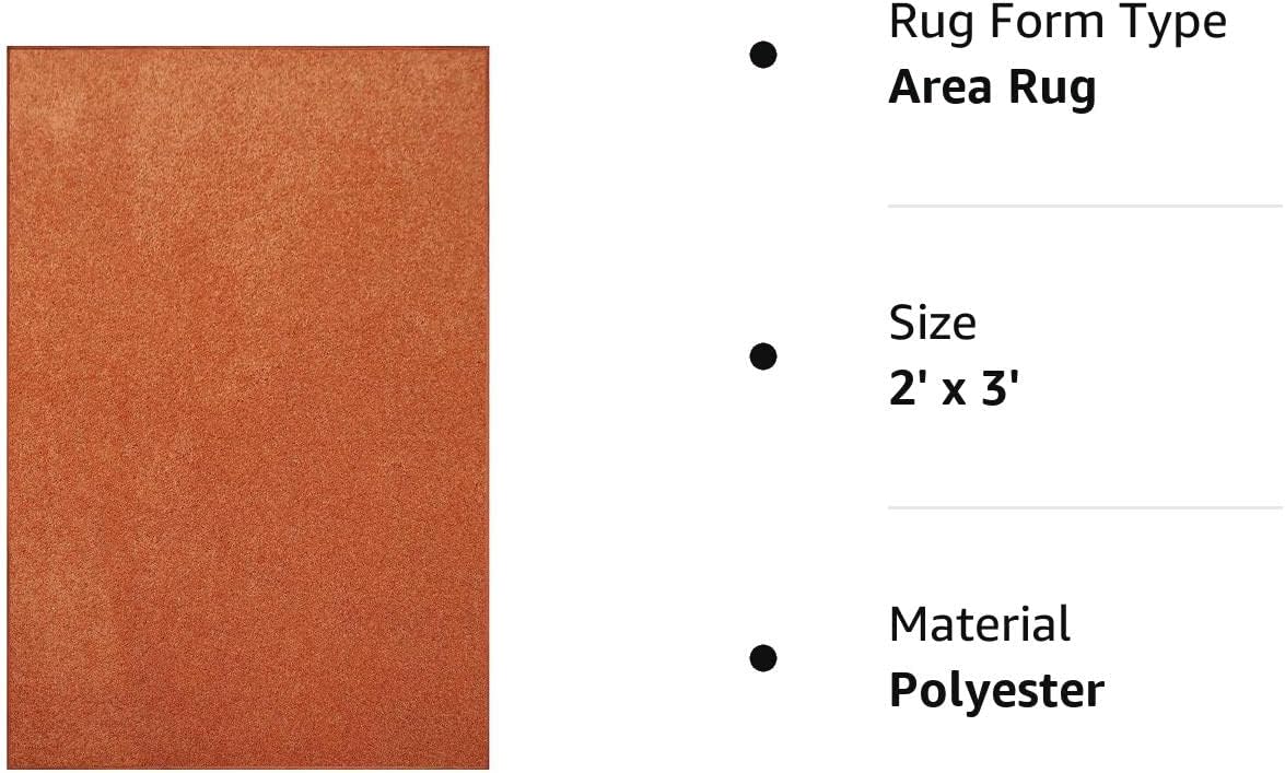 Bright House Alfombra de color sólido Naranja – 2′ x 3′ A-DC4
