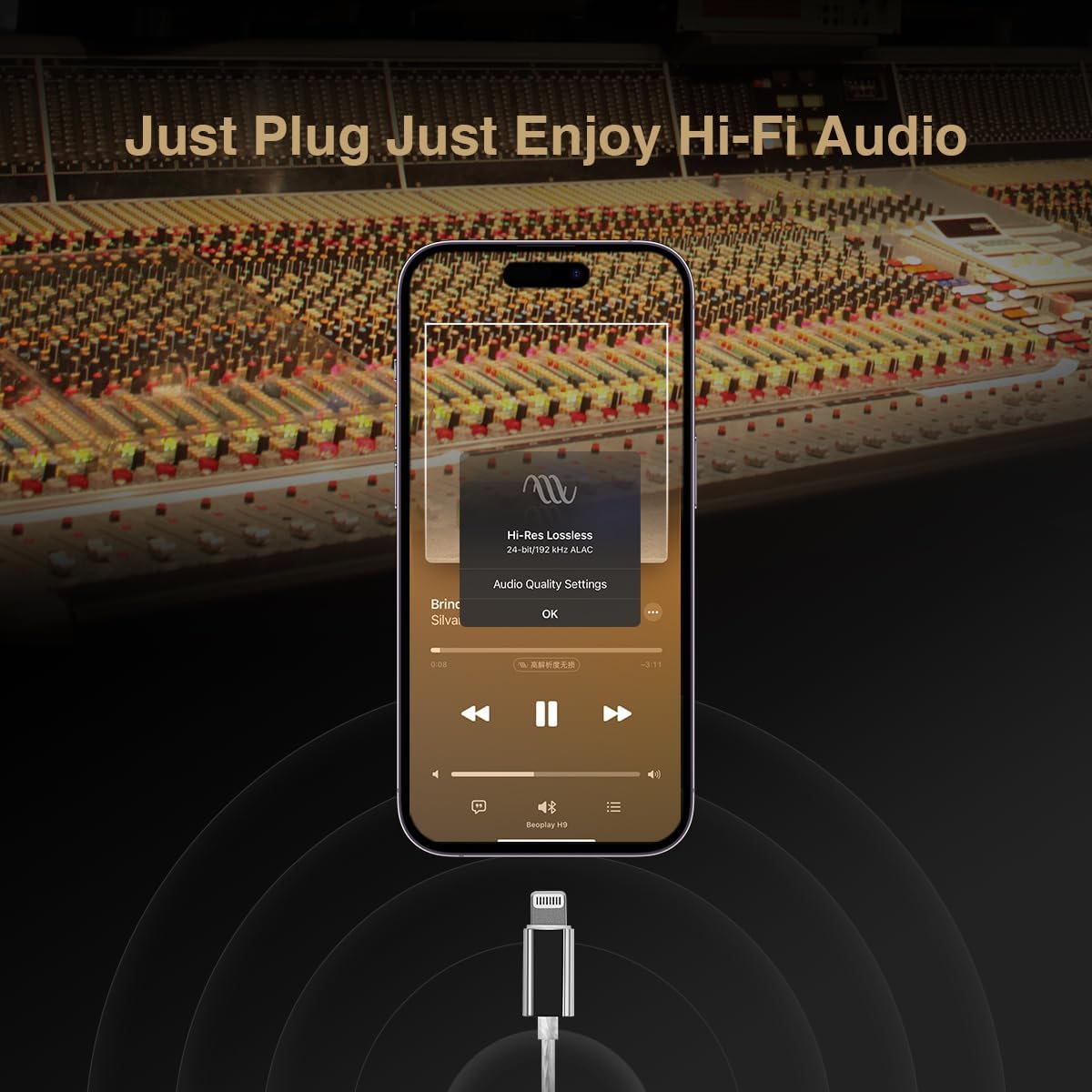 NHB12 – Auriculares con cable para iPhone con amplificadores de auriculares certificado Apple MFi Auriculares intrauditivos sin pérdida con conector