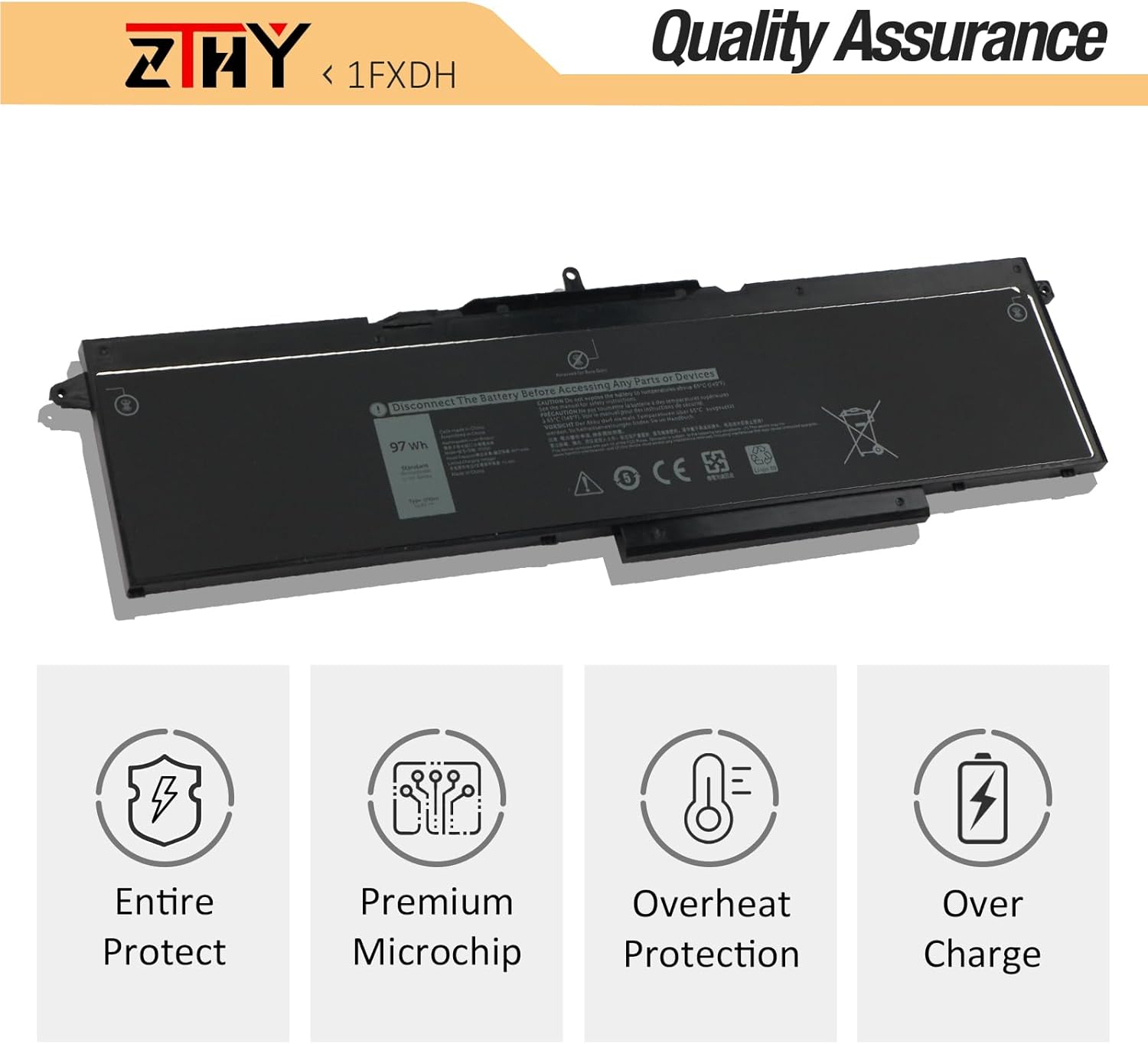 ZTHY 97Wh 1FXDH – Batería de repuesto para laptop Dell Precision 3541 3551 Latitude 15 5501 5511 E5501 E5511 Series 01WJT0 1WJT0 0D191G D191G