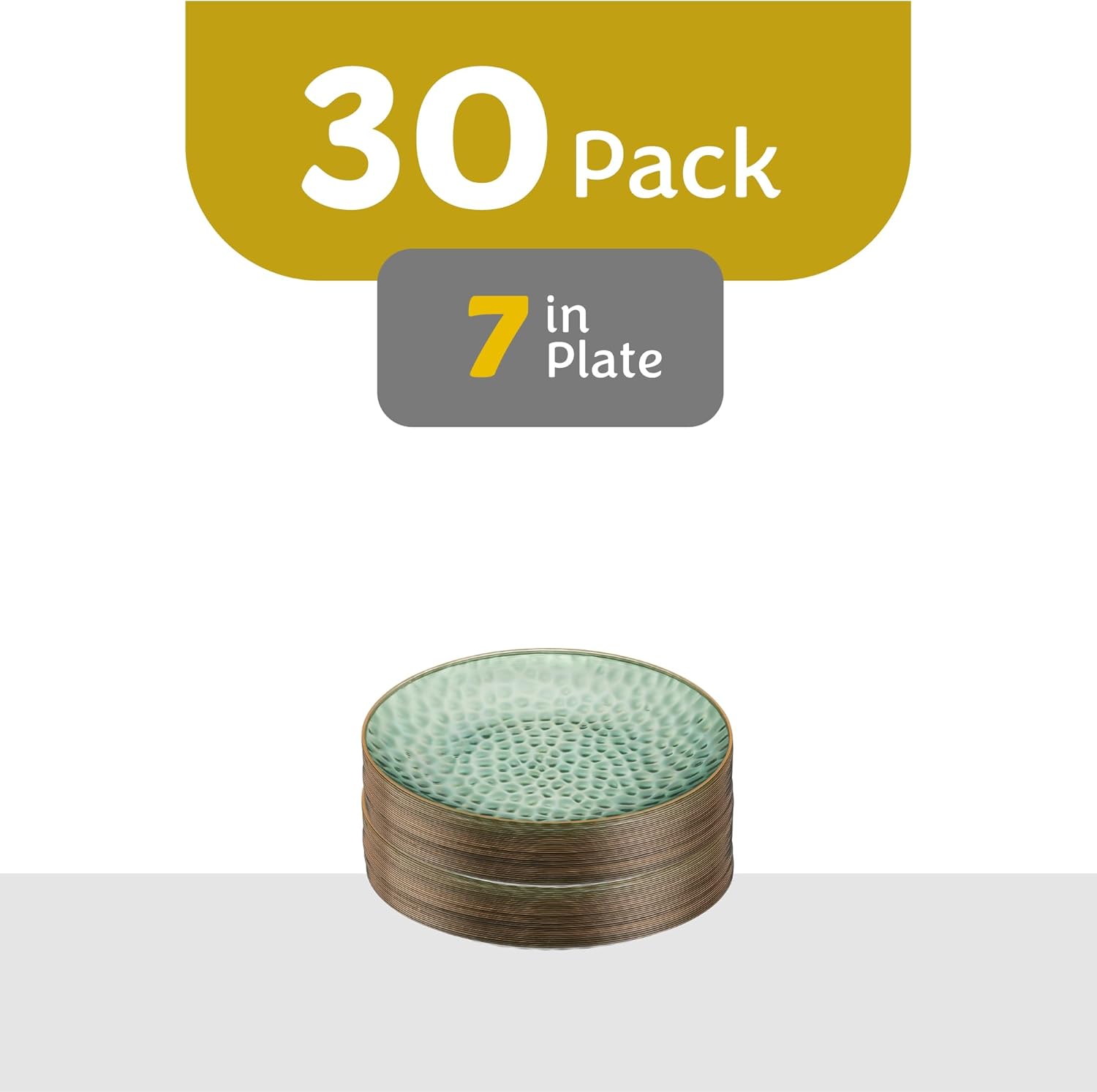 PLASTICPRO Paquete de 30 platos de plástico martillado, platos de plástico desechables pesados, elegantes platos de fiesta con borde martillado
