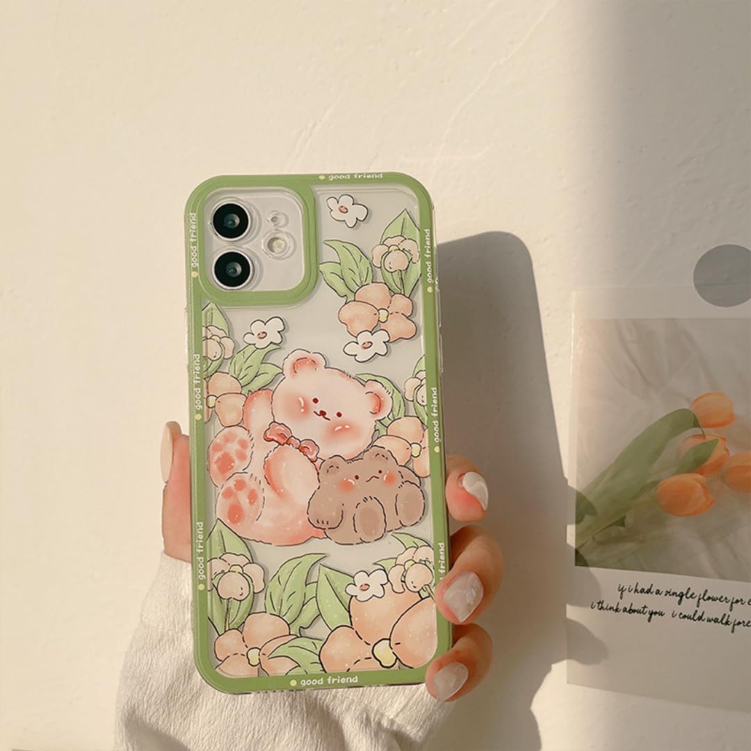 Compatible con iPhone 14 Pro Max (6.7 pulgadas)  Funda de silicona TPU Retro Garden Bears para iPhone 14 Pro Max  Funda protectora suave y suave a