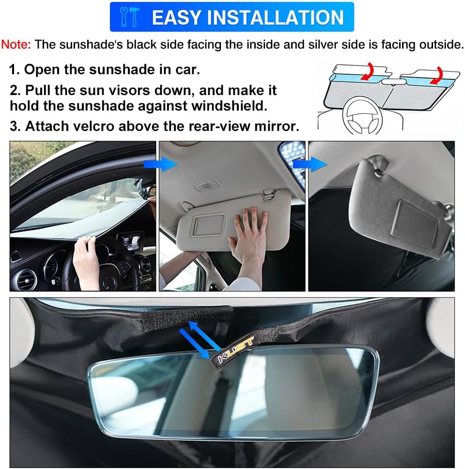 KUST Parasol para parabrisas para GMC Sierra 1500 2500 3500 2019-2024, accesorios para ventana, protector de visera solar, plegable, bloquea los