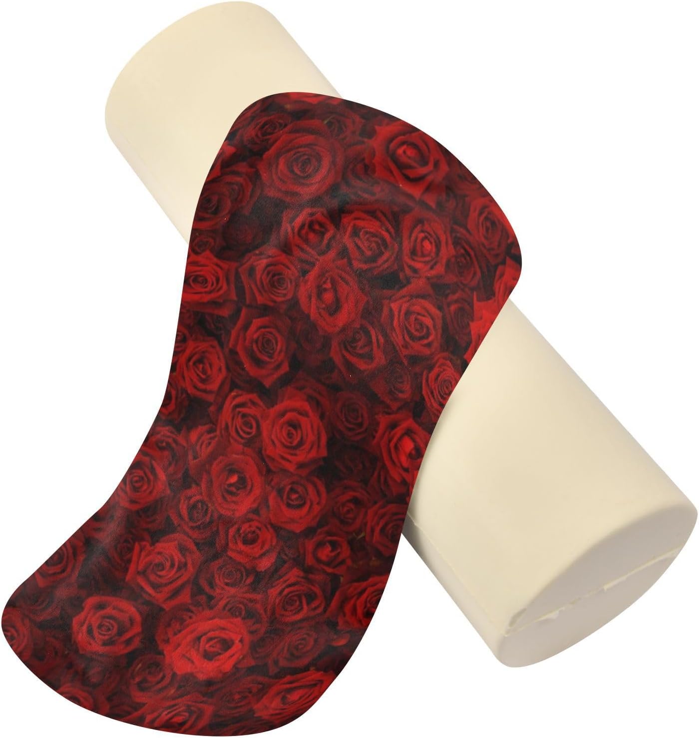 KLL Red Roses Bolster Pillow Cylinder Neck Roll Pillow Lumbar Round Pillow Cylinder Body Pillow Pillow Support for Legs