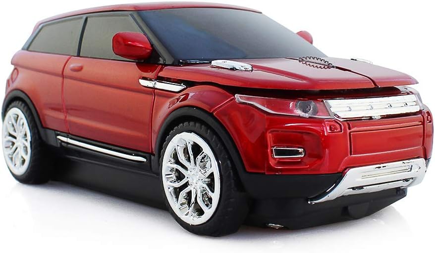 ECOiNVA Ratón inalámbrico para coche deportivo Ratón de computadora portátil de escritorio Ratones ópticos 2.4G (rojo)