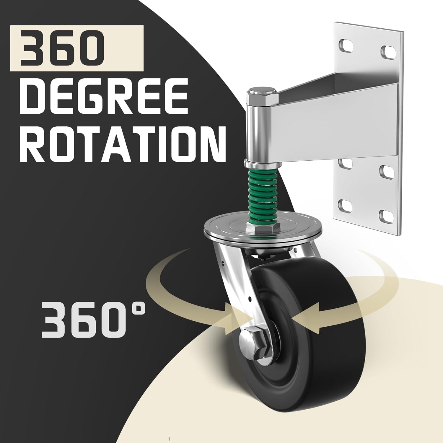Uscaster Rueda de puerta con capacidad de 1650 libras para columpio de tubo de metal y puertas de madera, rueda de nailon resistente de 8 pulgadas,