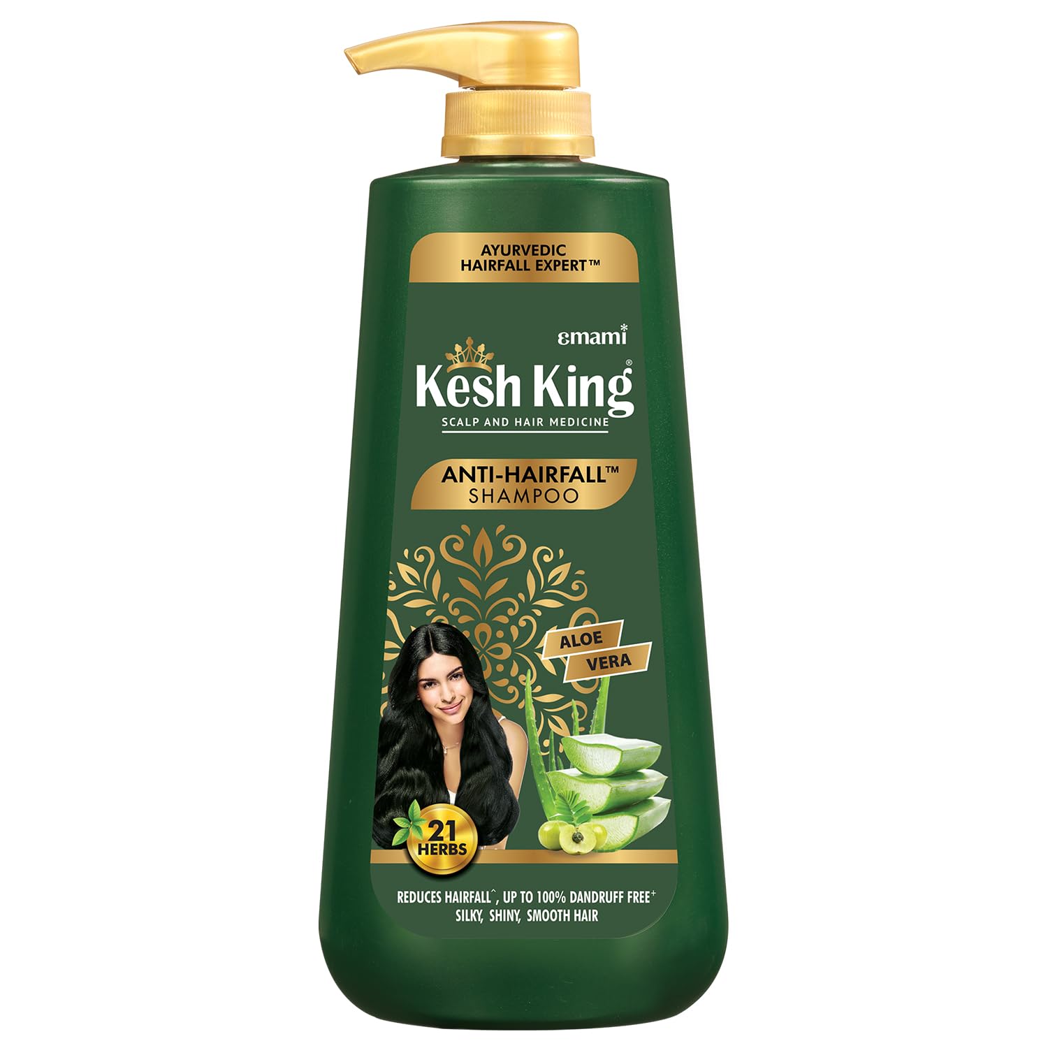Emami Kesh King Ayurvedic – Champú anti caída de cabello que reduce la caída, 21 ingredientes naturales con la bondad del aloe vera, bhringraja y