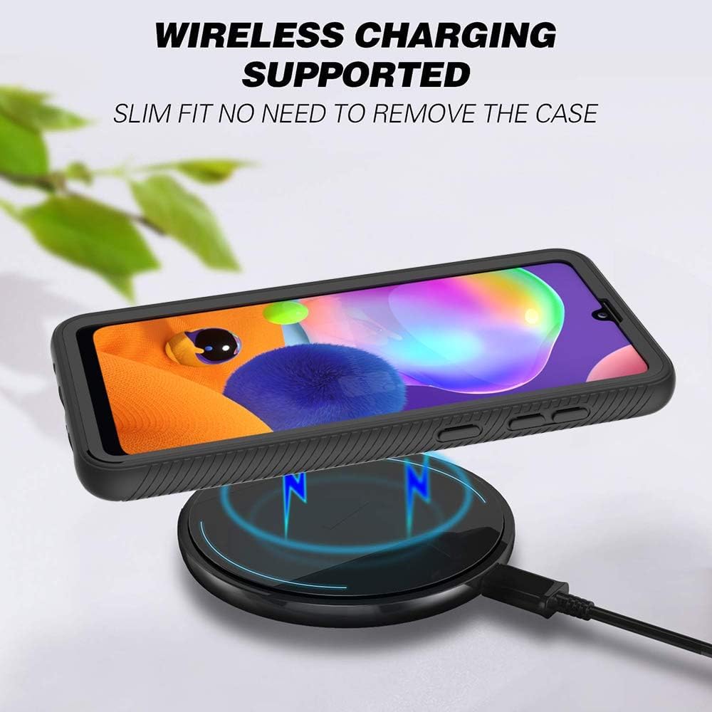 Asuwish Funda de teléfono para Samsung Galaxy A31 con protector de pantalla de vidrio templado y soporte delgado, híbrida, resistente, funda