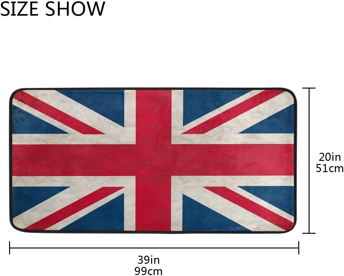 ALAZA Retro Union Jack British Flag Non Slip Kitchen Floor Mat Kitchen Rug for Entryway Hallway Bathroom Living Room Bedroom 39 x 20 inches(1.7′ x