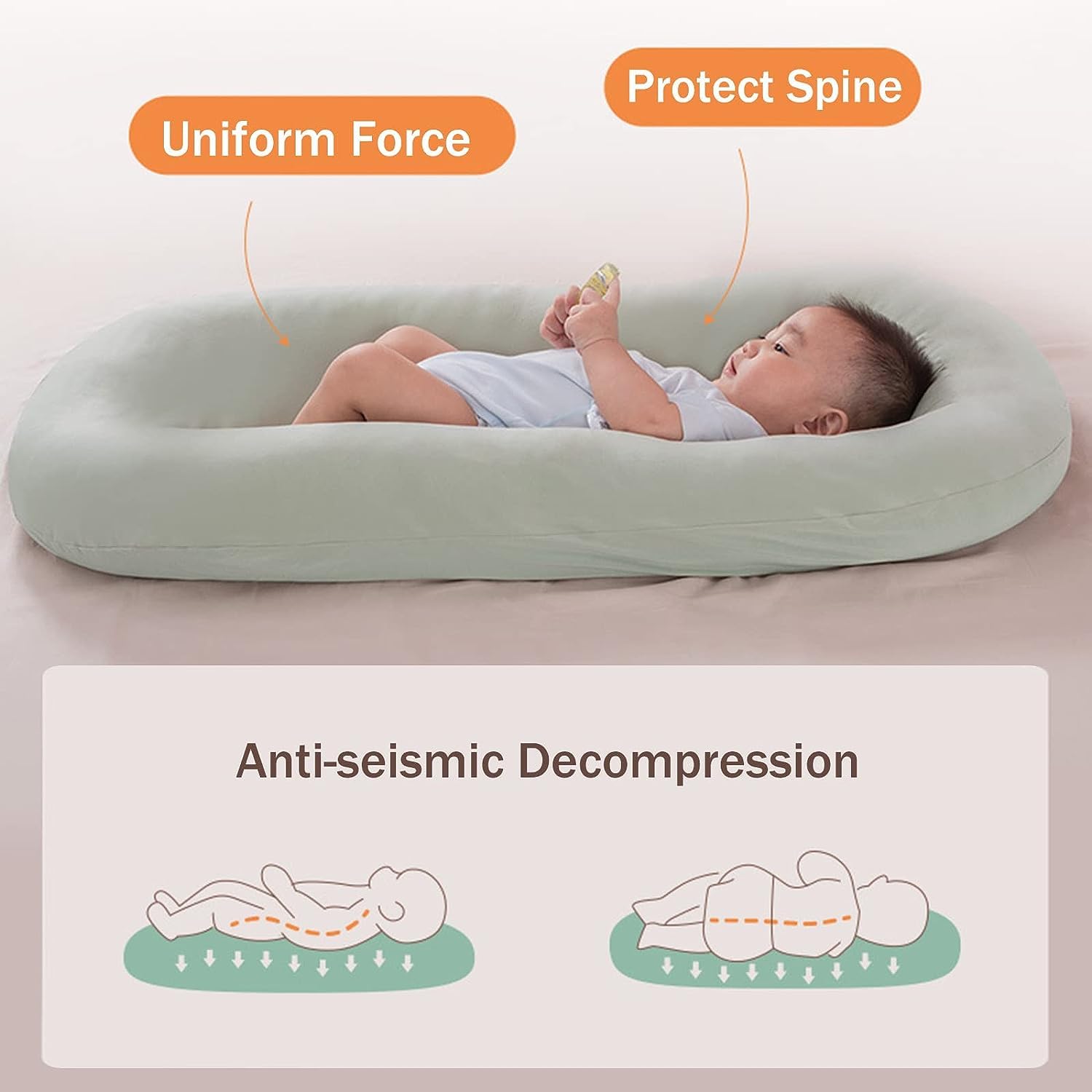 Tumbona para bebé, tumbona Snuggle Me para bebé, diseño biónico, tumbona para bebé recién nacido de 0 a 24 meses, almohada transpirable de algodón