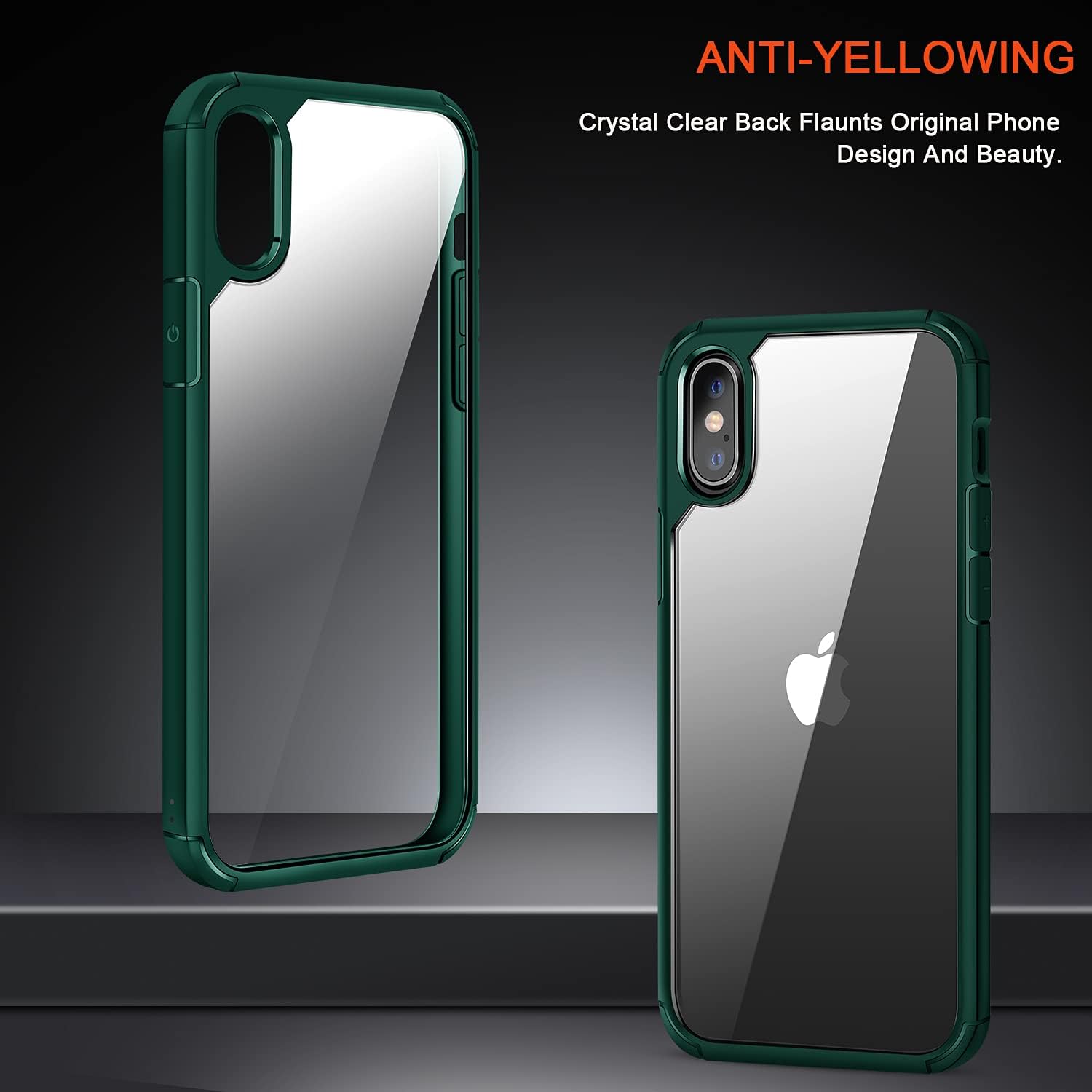 TENDLIN Compatible con iPhone Xs CaseiPhone X Funda protectora transparente de parte trasera dura suave (verde)