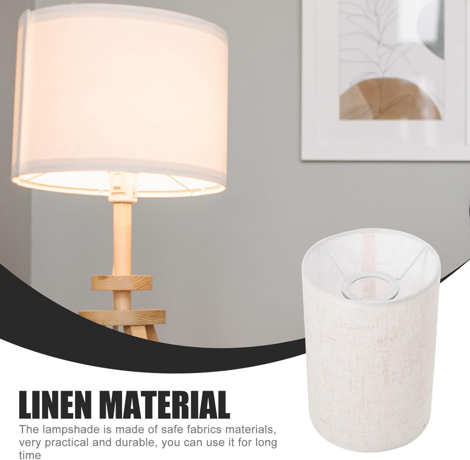 Zerodeko Pantalla de lámpara de lino, pantalla de tambor de tela alta, con clip, cubierta de luz, pantalla cilíndrica, protector de lámpara de
