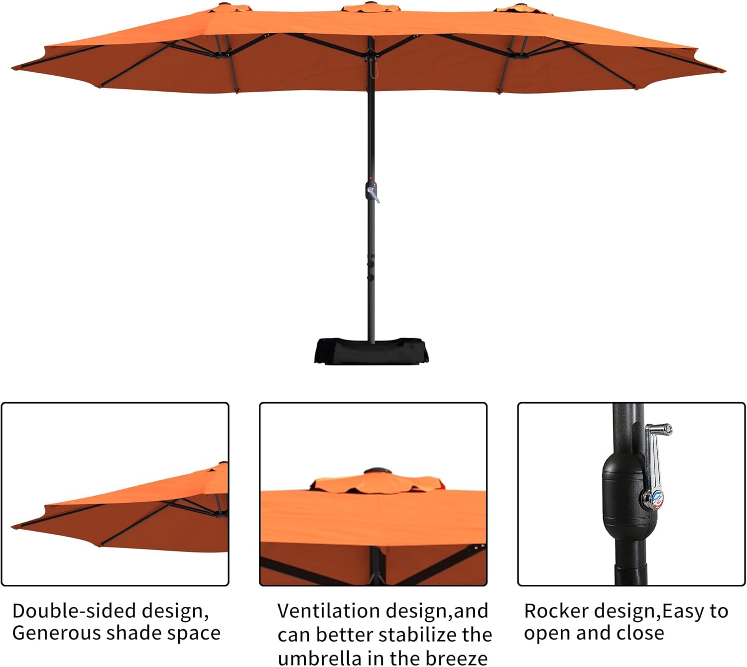 15ft Patio Umbrella with Base Included Outdoor Double-sided Umbrella Extra Large Patio Umbrella