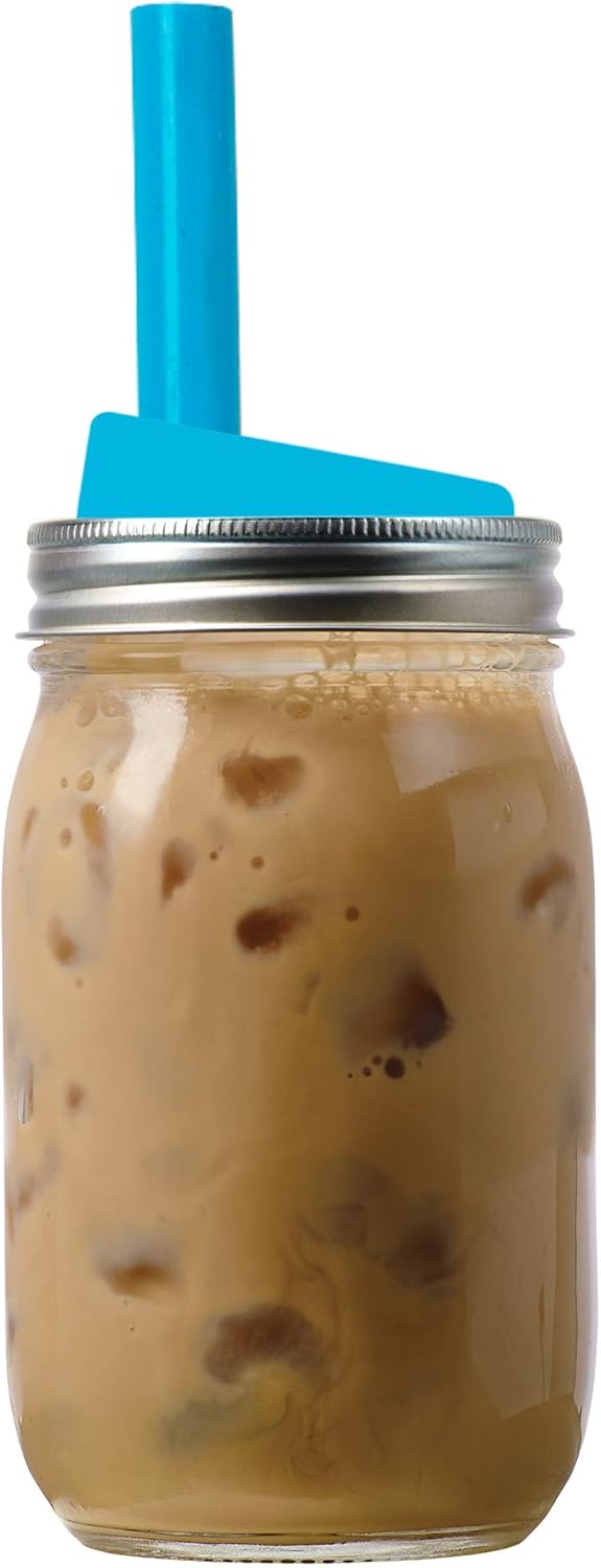 Jarware Blue Straw 82677 – Tapa de boca regular, juego de 4