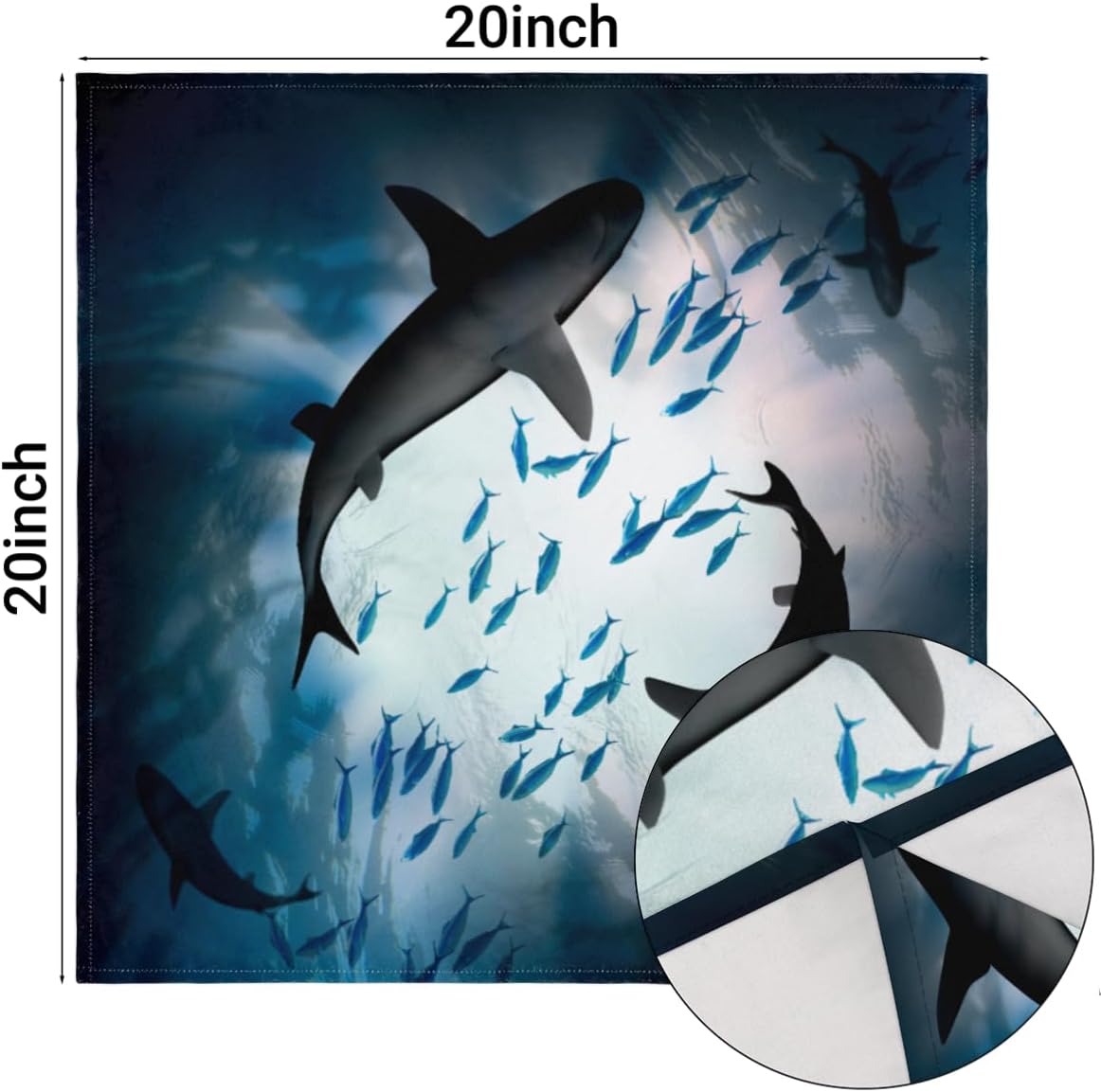 Cloth Napkins Set of 6 Ocean Shark 20×20 Inch Cloth Napkins Watercolour Shark Washable Reusable Kitchen Dinner Napkins Table Decor for Wedding,
