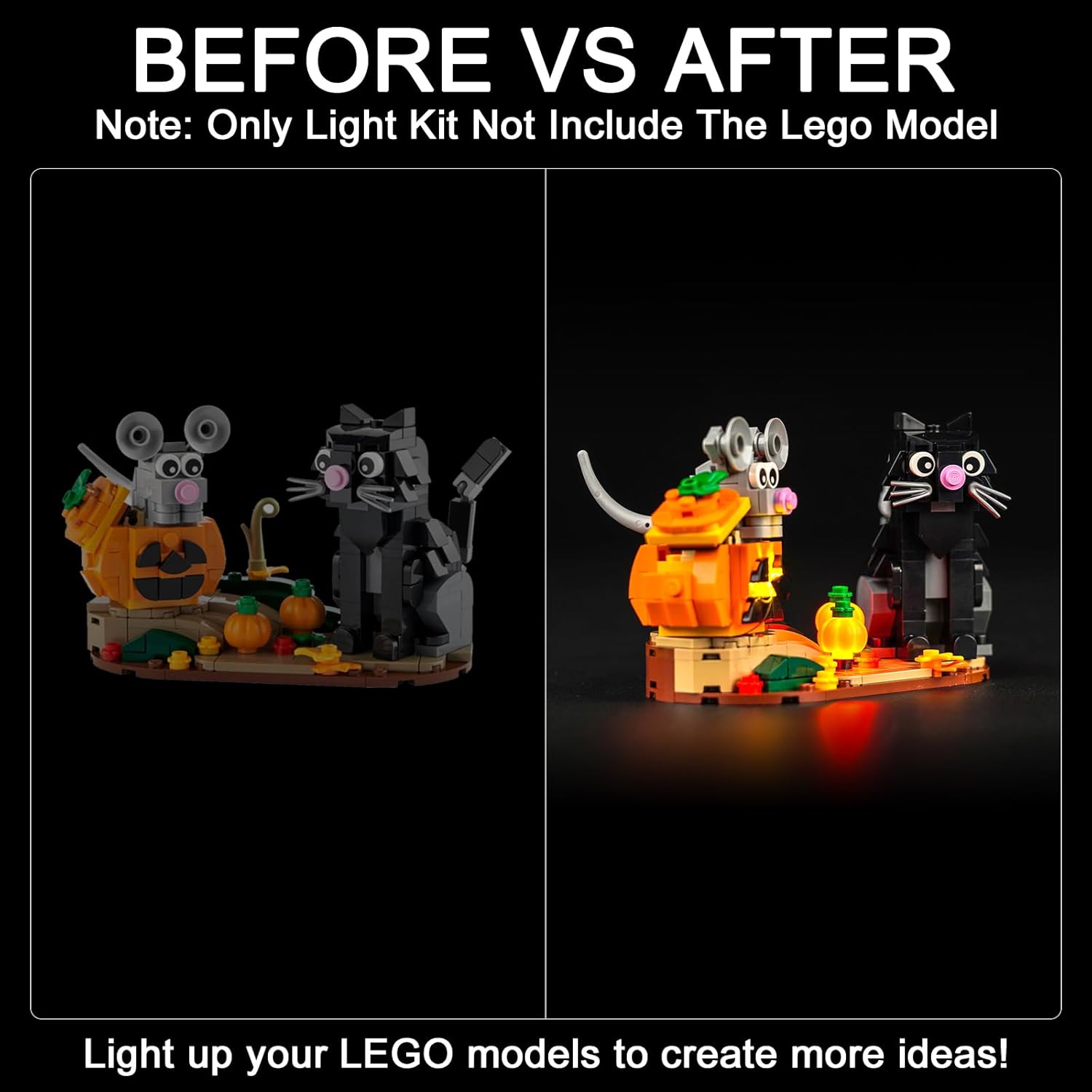 Hilighting Kit de luz LED mejorado para Lego Halloween Cat & Mouse Building Set, compatible con Lego 40570 (modelo no incluido)