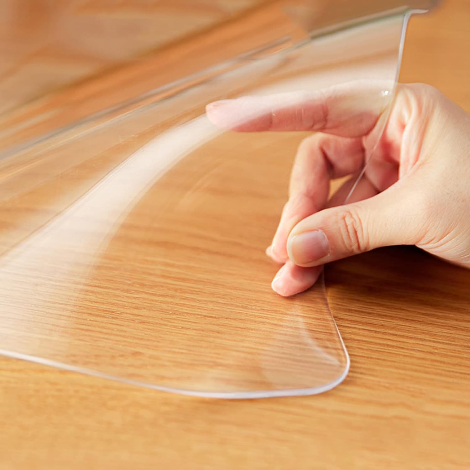 Mantel protector de mesa de comedor de plástico transparente, fácil de limpiar, protector de mesa (0.059in, 23,6 x 23,6 pulgadas)