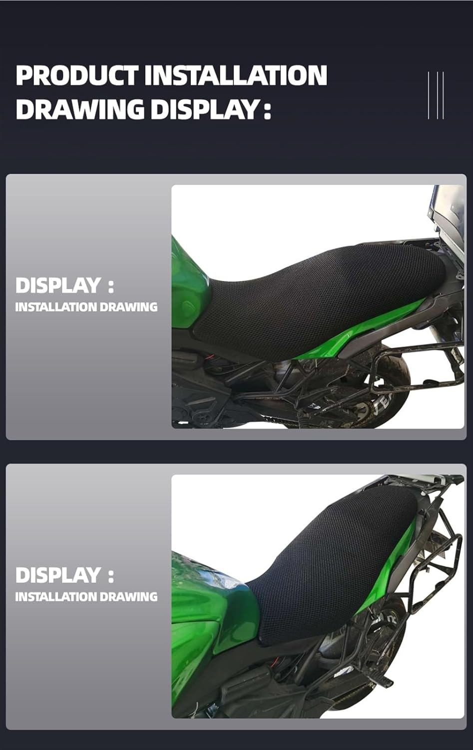 Juego de asiento de motocicleta Funda de cojín de protección de aislamiento de malla para Kawasaki para Versys 650 para Versys650 2020 2019