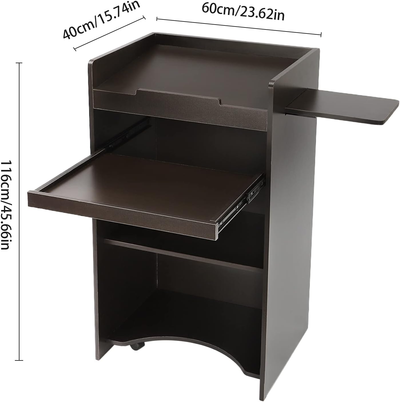 Podium – Atril móvil de piso, atril de madera rodante, podio de pie con estante de almacenamiento, aulas, oficinas, escuelas, púlpitos de iglesia