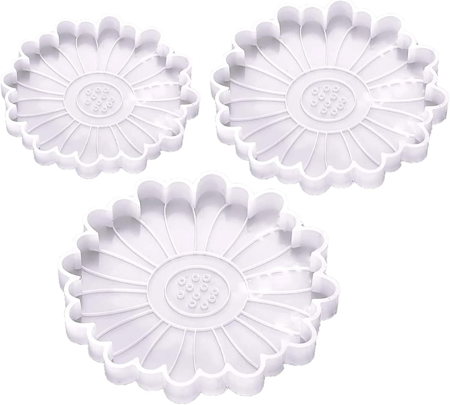 Vilihkc 4 moldes de resina de silicona de margaritas para bandeja de resina epoxi para bricolaje de resina para decoración del hogar (1 medio 3S)