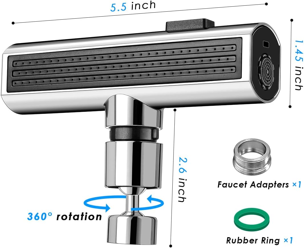 Suteng Grifo de cocina en cascada, grifo de cocina táctil, 3 en 1 de reemplazo de cabezal de grifo de cocina de 360, grifo de fregadero de cocina a