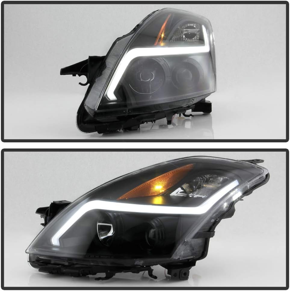 ACANII – Para tipo halógeno 2007-2009 Nissan Altima Sedan negro ahumado LED proyector faros delanteros montaje