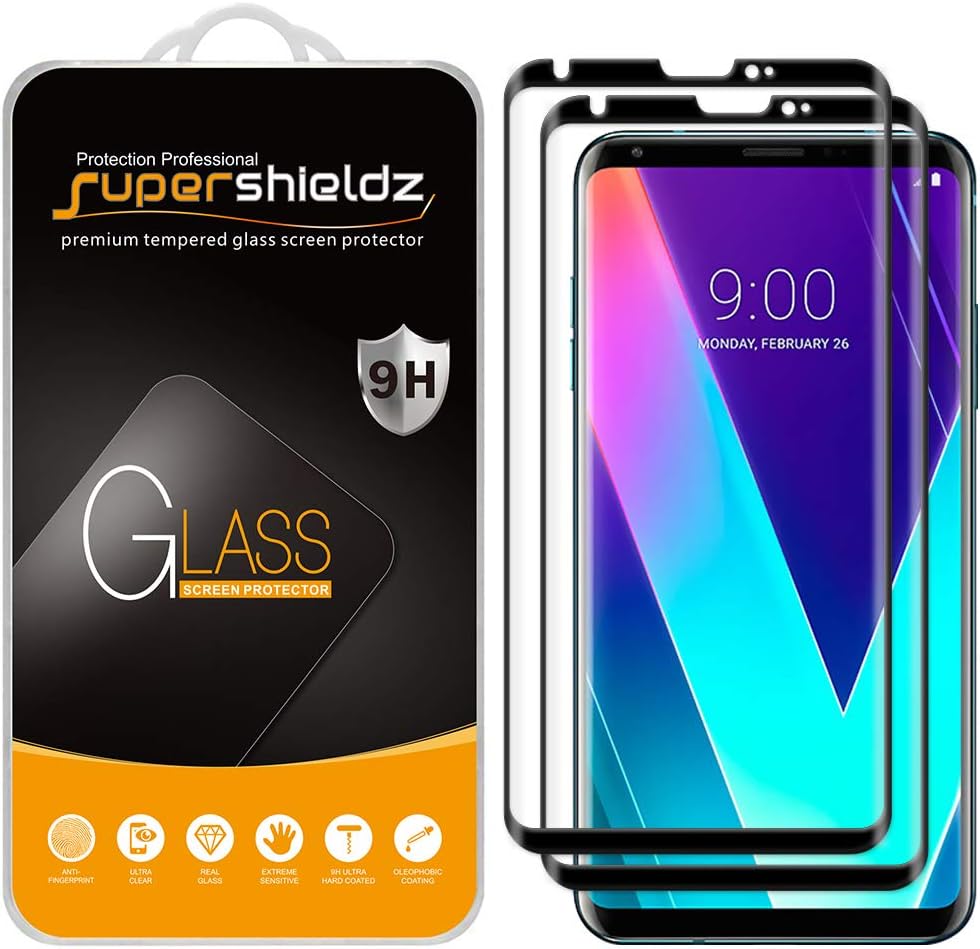 Supershieldz Protector de pantalla de vidrio templado diseñado para LG V35 ThinQ (cobertura de pantalla completa) de 0.013 in, antiarañazos, sin