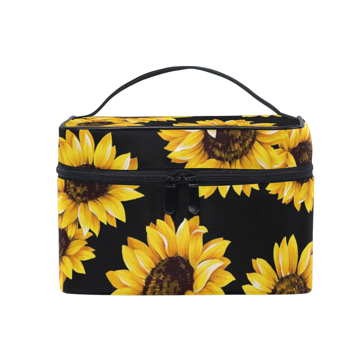 Baofu Bolsa de cosméticos de viaje con girasol, bolsa de aseo grande, portátil, multifuncional, bolsa organizadora de maquillaje con bolsa