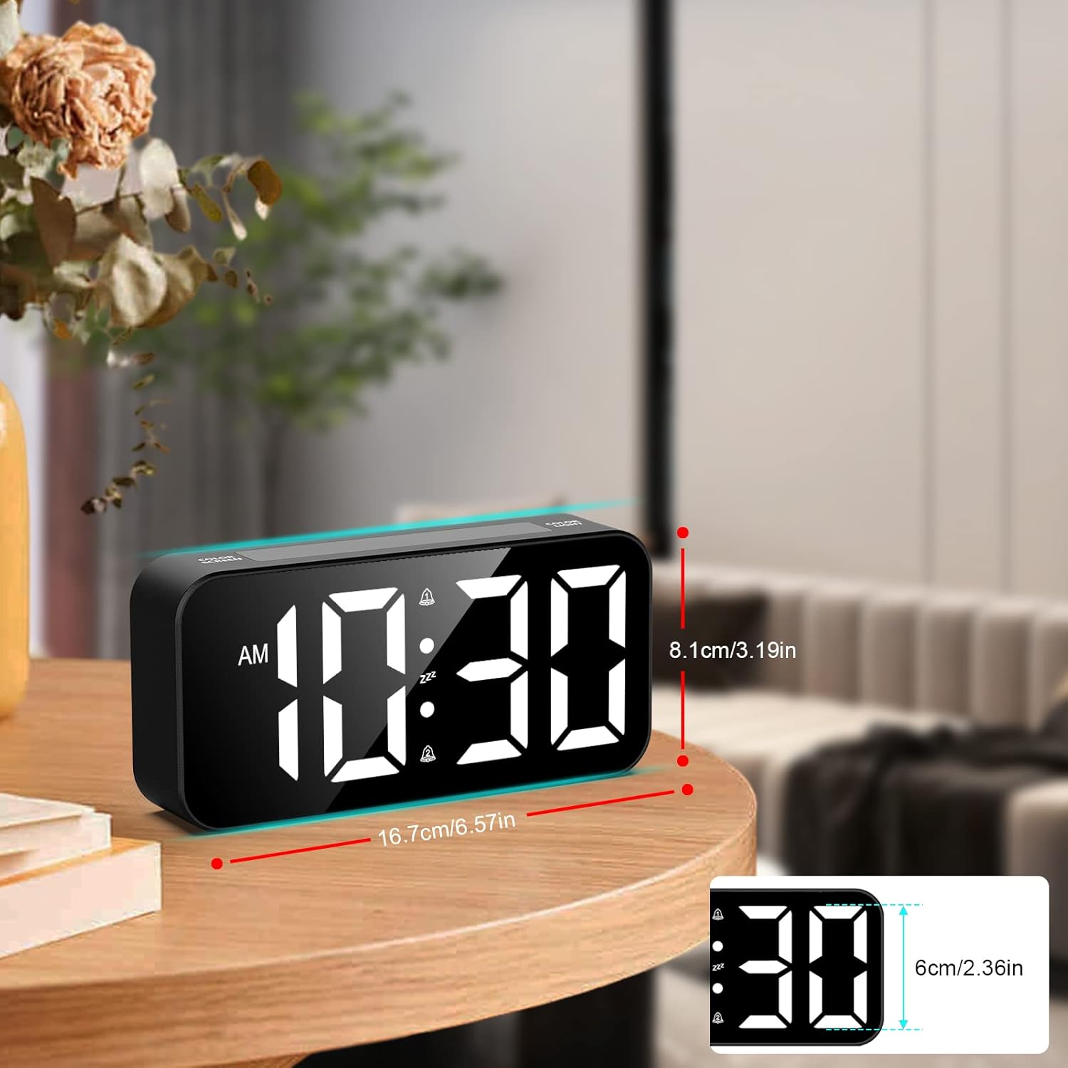 Reloj despertador para personas que duermen con mucha capacidad, reloj despertador vibratorio con agitador de cama, luz nocturna, pantalla grande,
