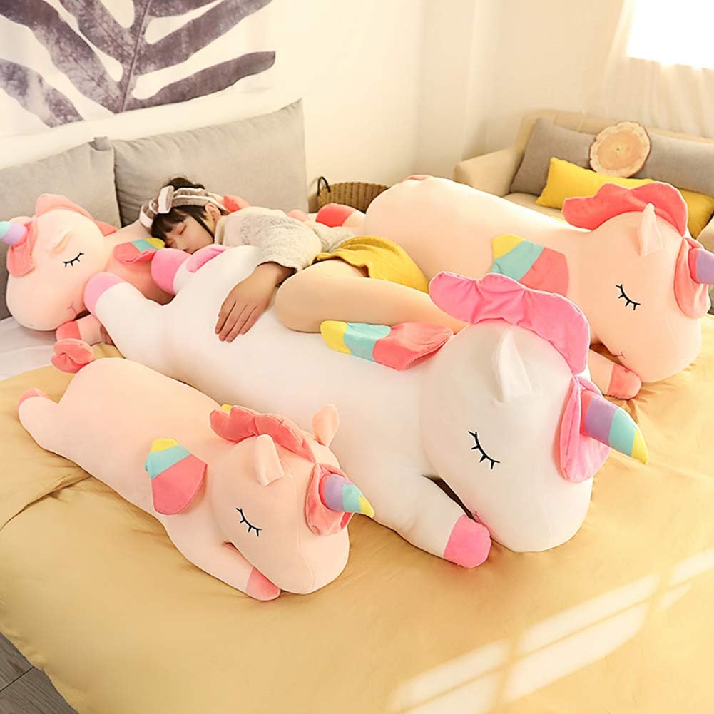 Animales de peluche de unicornio, almohada suave de unicornio para abrazar, regalo para niños (blanco, 12 pulgadas)