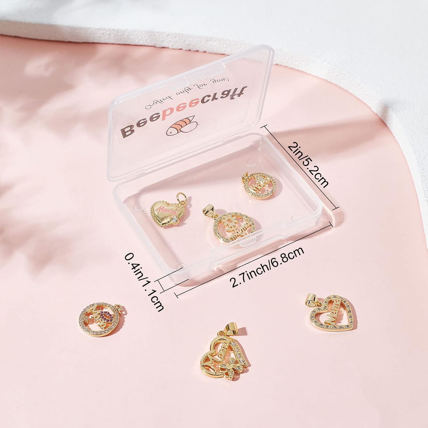 Beebeecraft 6 dijes chapados en oro de 18 quilates con forma de corazón redondo y plano para el Día de la Madre, Día de la Madre, cumpleaños,