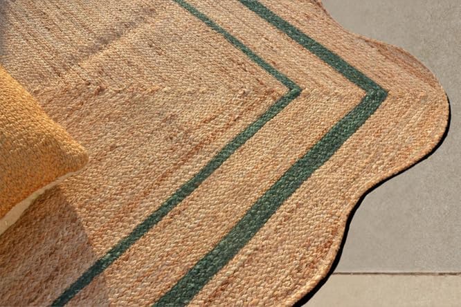 Alfombra de pasillo de yute festoneado natural (2.6 x 6 pies) para cocina y entradas, alfombra trenzada de yute rústico para pasillos – Alfombra