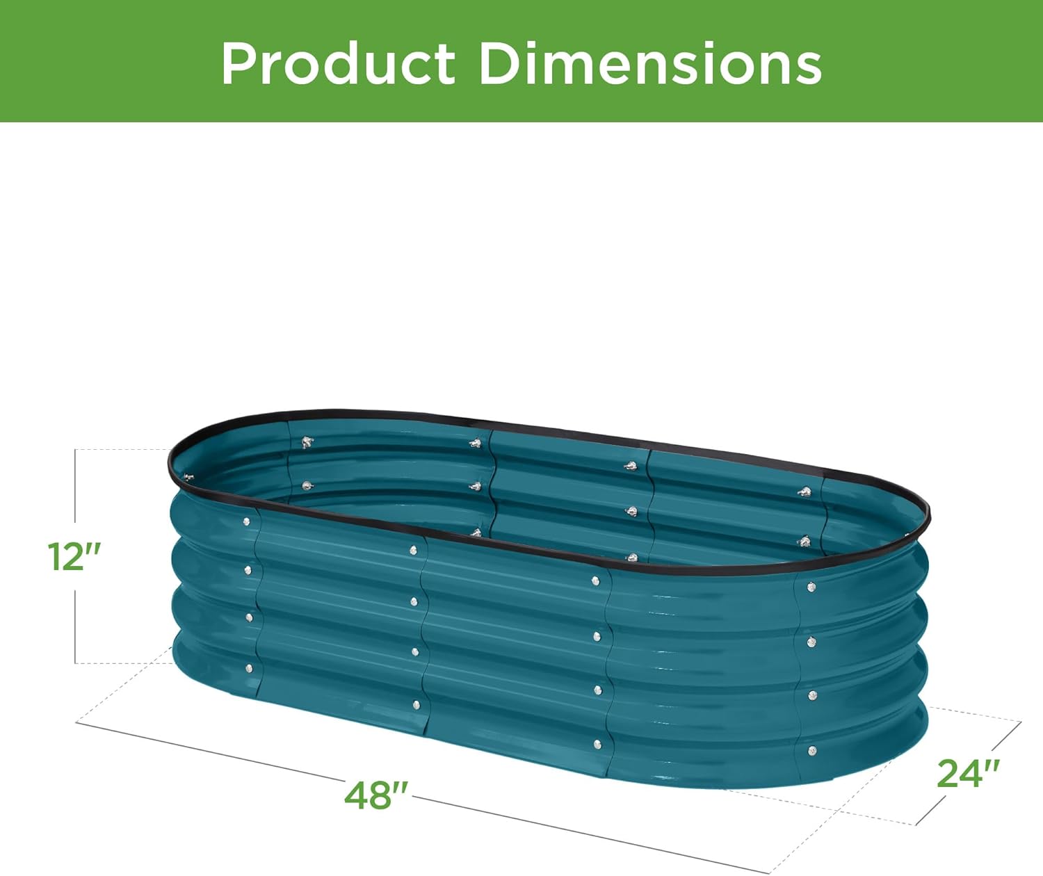 Best Choice Products Cama de jardín elevada de metal para exteriores de 4 x 2 x 1 pies, maceta ovalada de raíces profundas para verduras, flores,