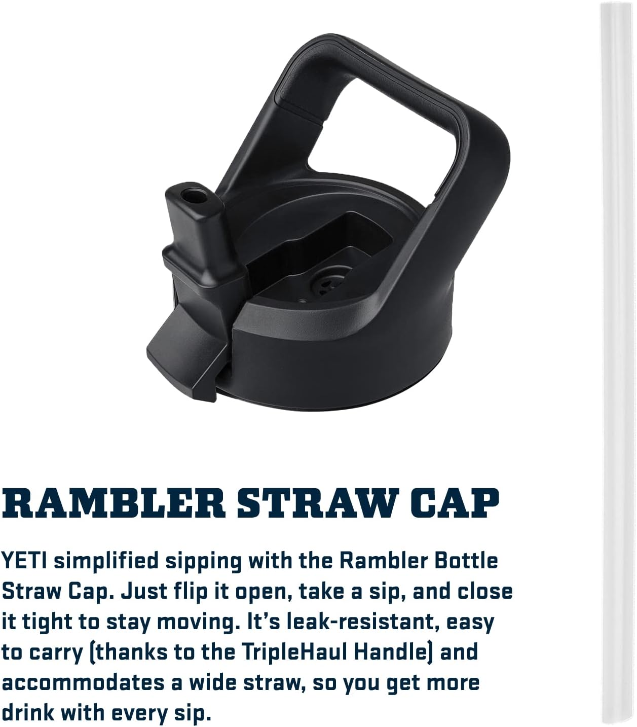 YETI Rambler – Botella de acero inoxidable aislada al vacío con tapa y popote, 26 onzas, color negro