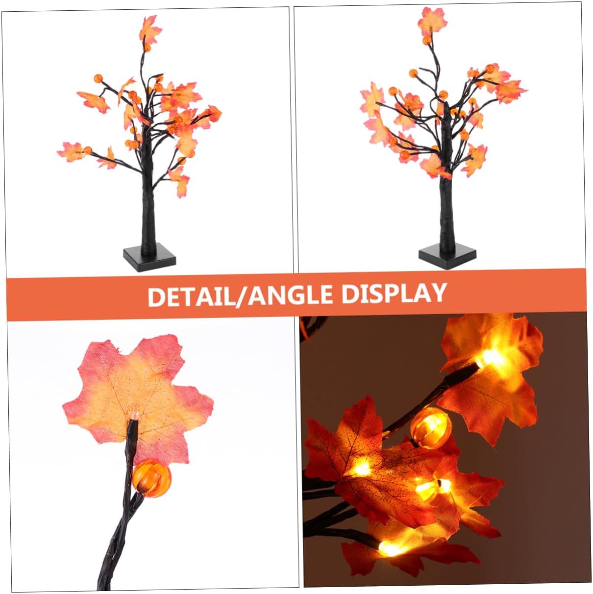 Abaodam Lámpara de árbol de hoja de arce de calabaza, recompensa pequeño árbol de plástico