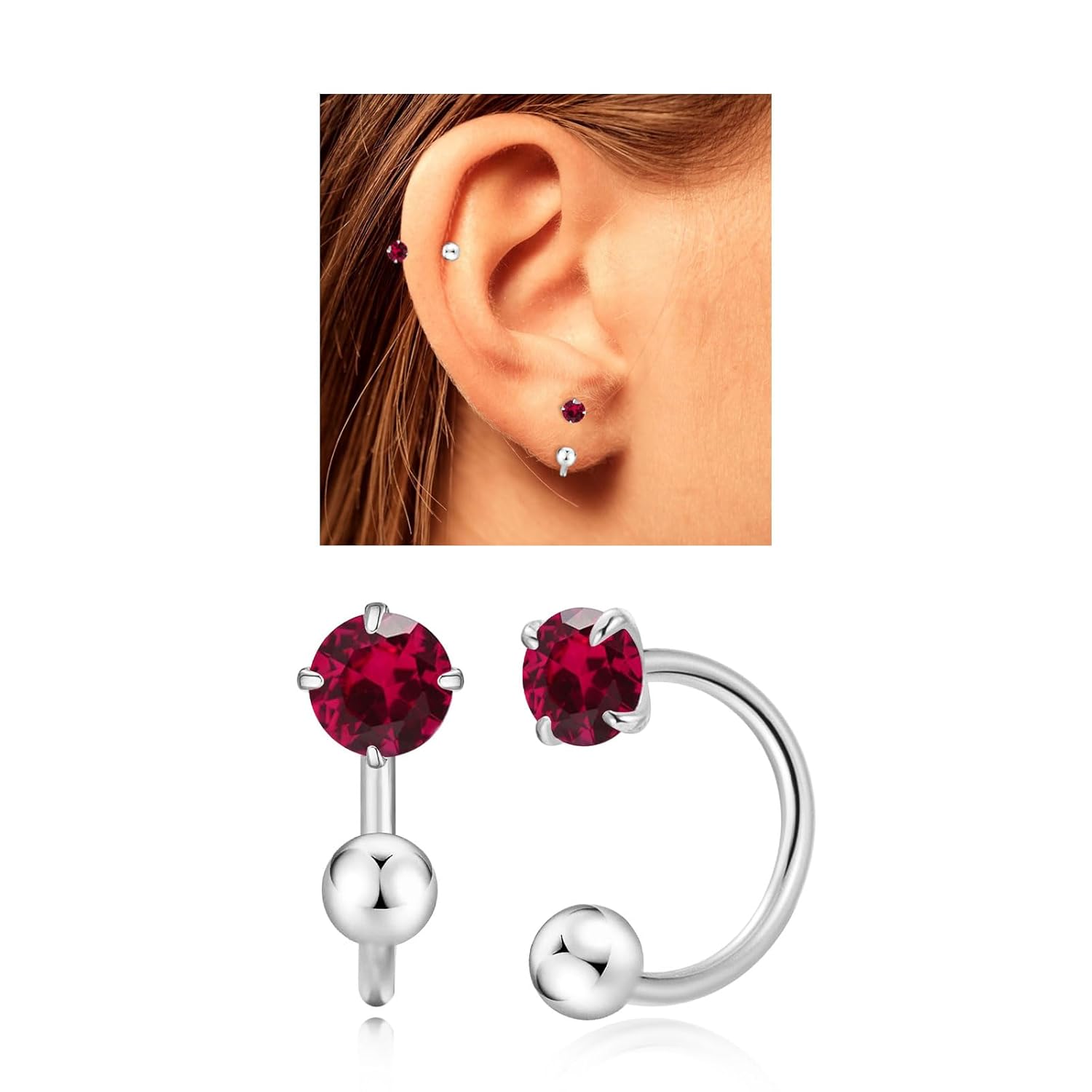 Huggie Half Hoop Earrings for Women Girl Tiny Cartilage Earring Birthstone Stud Earrings For Women Hypoallergenic Stud Earrings Cartilage Earring
