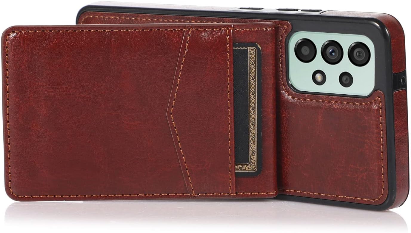 ZZXX Funda para Samsung Galaxy A53 5G, de doble capa, ligera, de piel de primera calidad, con ranuras para tarjetas, función atril, funda protectora