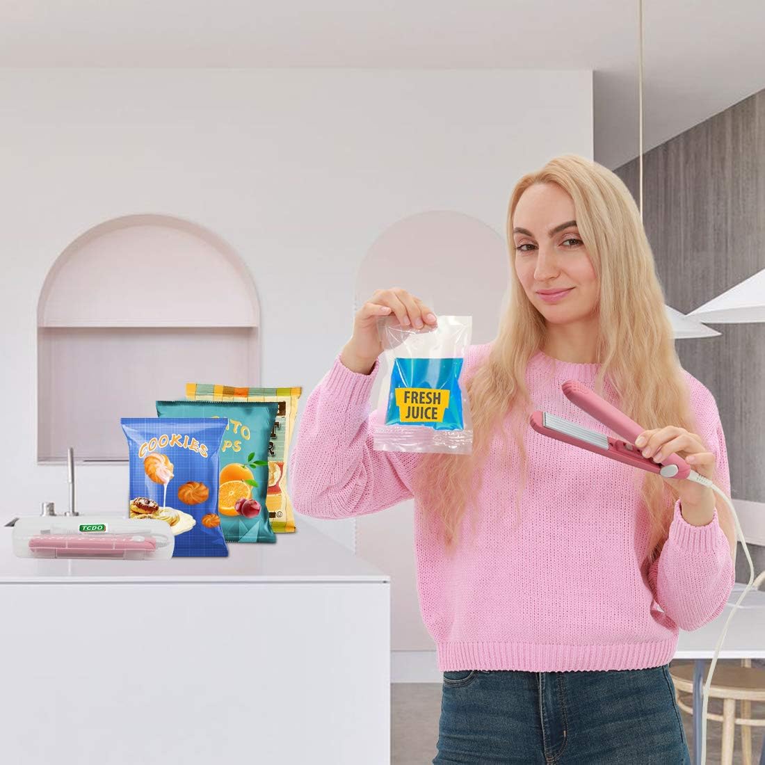 Sellador de bolsas de sellado térmico, sellador de bolsas de chips de mano, clips de sellador de calor de mano, accesorios de cocina, sellador de