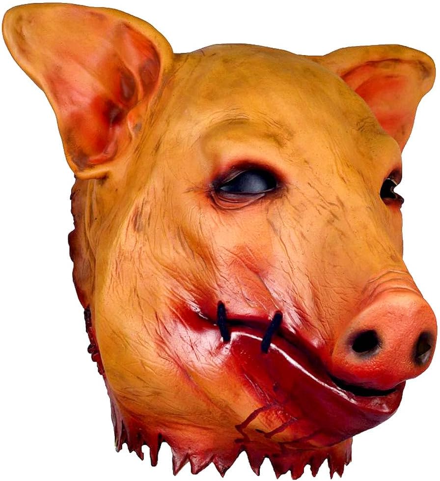 Máscara de cerdo de látex de animales aterradores, disfraz de Halloween, accesorios de cosplay, cabeza de cerdo sangrienta, máscara de terror de