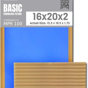Filtro de aire de 16 x 20 x 2 pulgadas, comparable a los filtros de horno económicos básicos MPR 100, paquete de 12 filtros de fibra de vidrio no Filtro de aire de 16 x 20 x 2 pulgadas, comparable a los filtros de horno económicos básicos MPR 100, paquete de 12 filtros de fibra de vidrio no