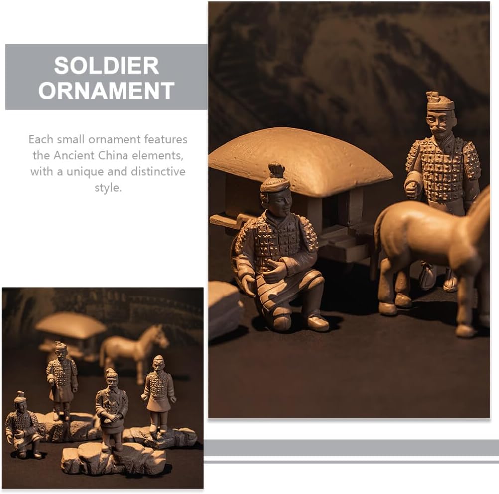 Abaodam 9 unidsset de estatuas de guerreros de terracota Xian China terracota guerreros carro y caballo modelo China Qin dinastía guerreros