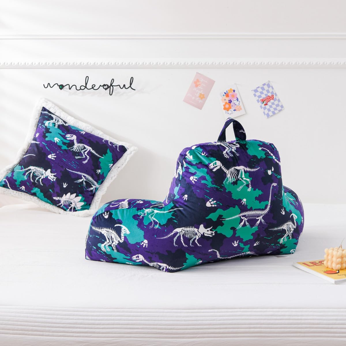 NTBED Almohada de lectura con estampado de camuflaje, respaldo de cuña con brazos, sofá, TV, relajación, almohada de apoyo para la espalda, cojín