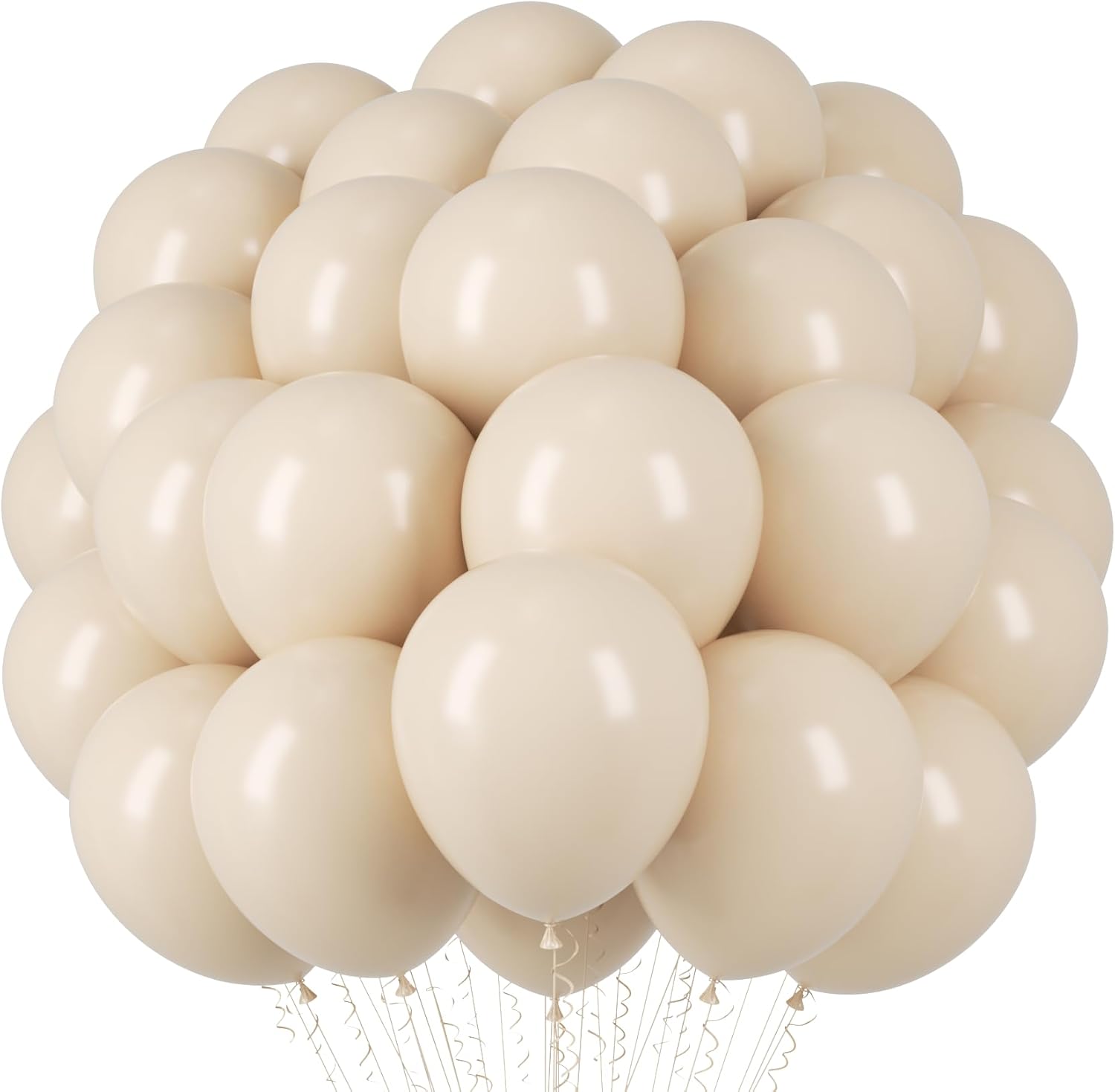 Globos de arena blanca, paquete de 66 globos de látex blanco arena de 12 pulgadas para bodas, novias, baby shower, cumpleaños, graduación,