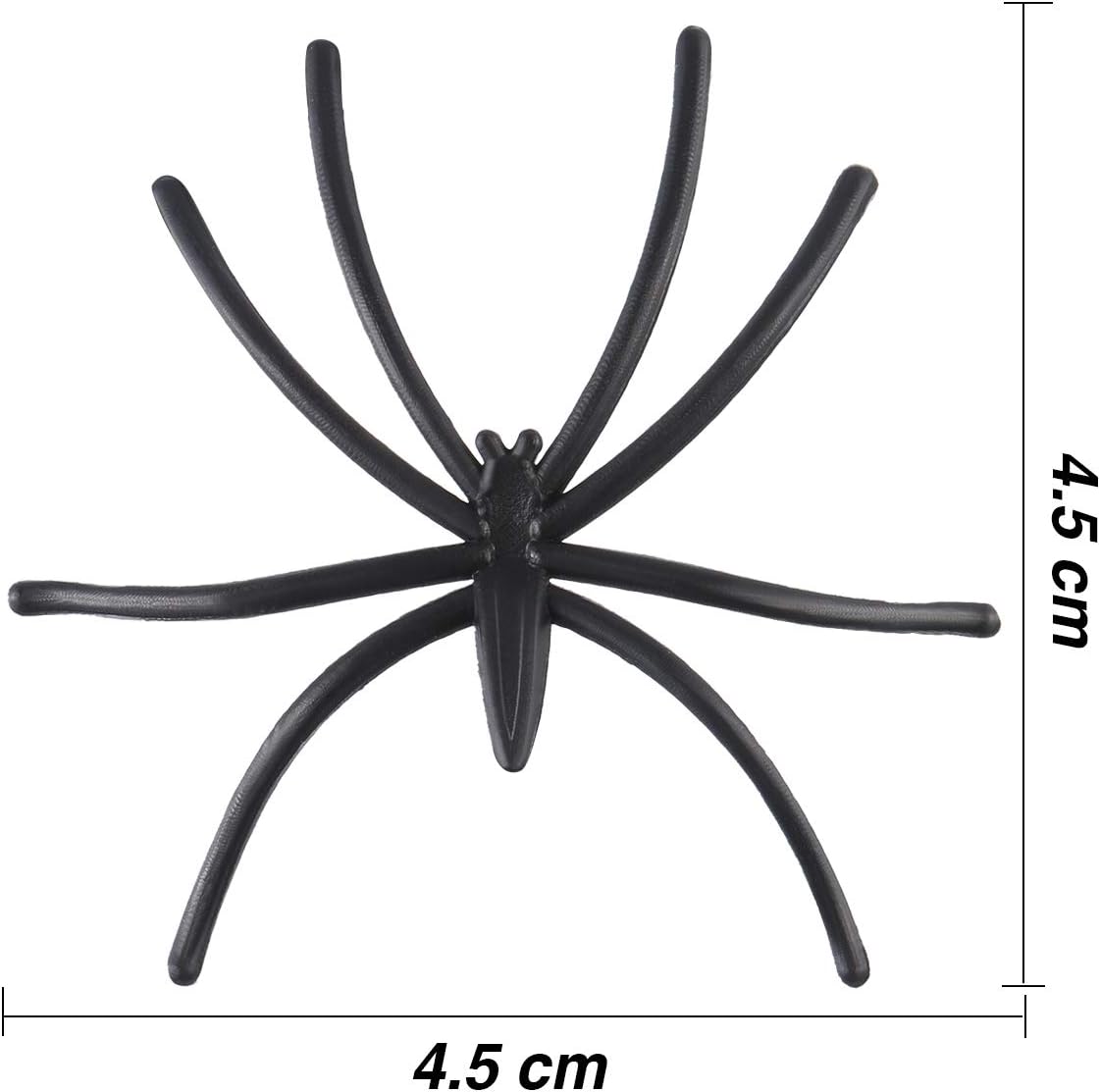 JOVITEC 500 decoraciones de araña de Halloween, arañas de plástico falsas negras, recuerdos de fiesta para fiestas de disfraces, carnavales,