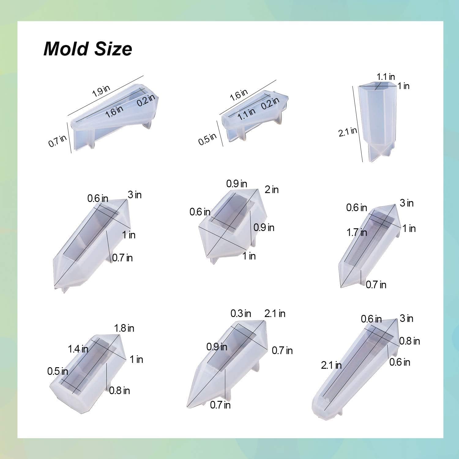 58 moldes de resina de péndulo de cristal para resina, moldes de silicona para fundición de resina, moldes de joyería de resina de piedras preciosas