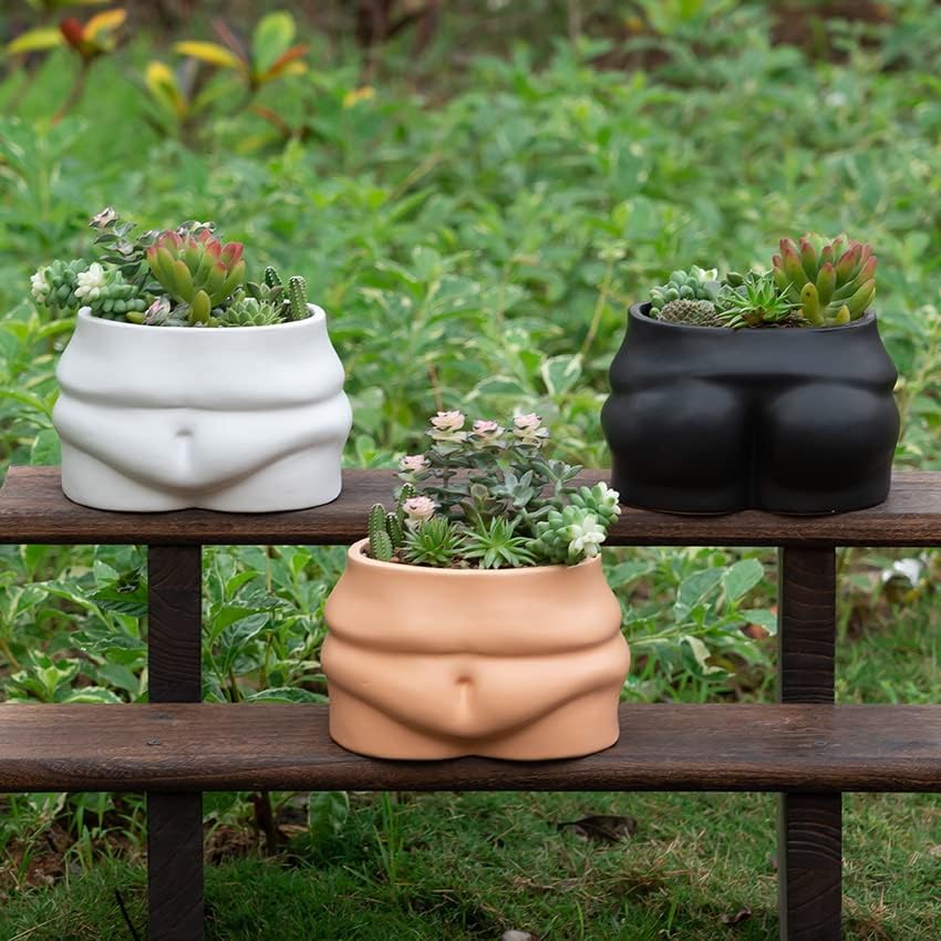 Maceta de cerámica para el vientre, maceta con agujero de draniage y tapones de goma para plantas de interiorexterior, maceta decorativa bohemia