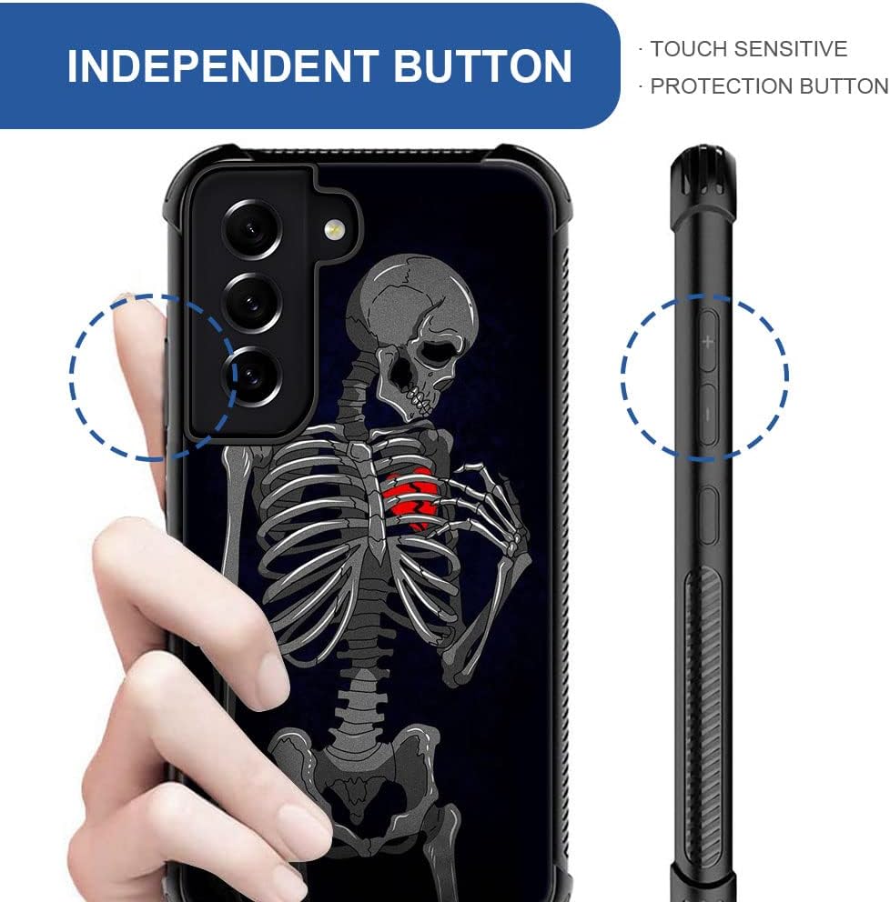 ZHEGAILIAN Funda compatible con Samsung Galaxy S21, diseño gráfico de esqueleto de corazón de freno, acrílico, a prueba de golpes, antiarañazos,